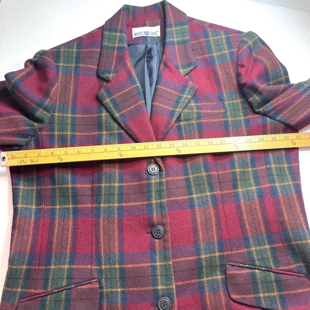 Vintage White Stag Women’s Size 16 Wool Blend Tartan Plaid Lined Blazer Jacket - Picture 5 of 11